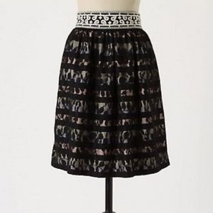 Anthropologie Black and Cream Midi Skirt